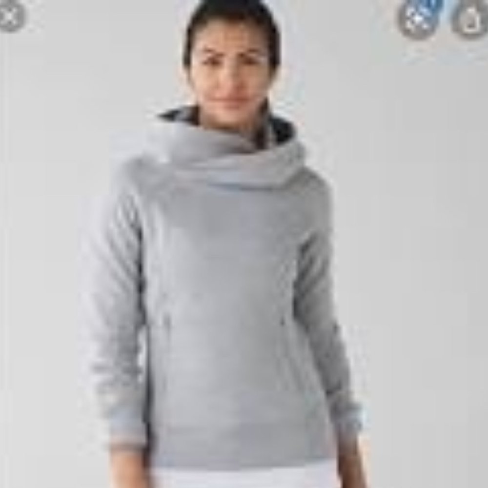 Lululemon Underwrap grey/gray pullover hoodie w/ zipper kangaroo pocket M/L 10